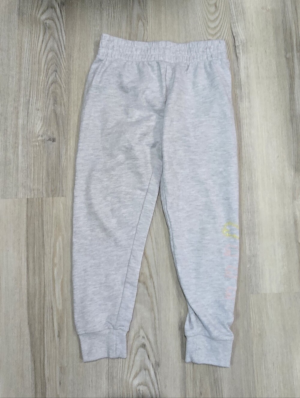 Puma Girls Light Gray Jogger Sweatpants Pink Side Logo Size S